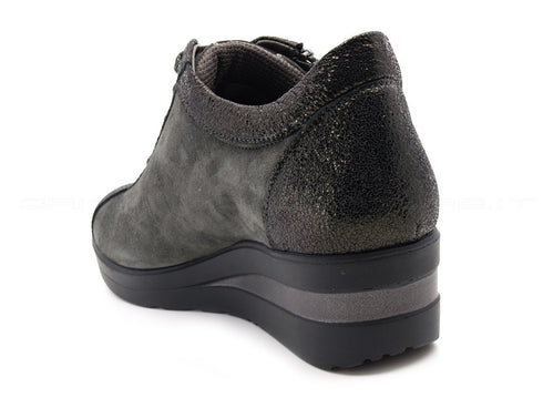 Melluso walk scarpe stringate con zip donna grigio